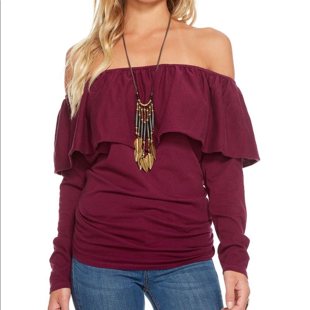 Chaser Ruffle Off Shoulder Tee